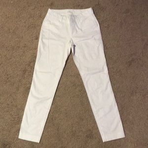 White cotton pixie cut dress pants